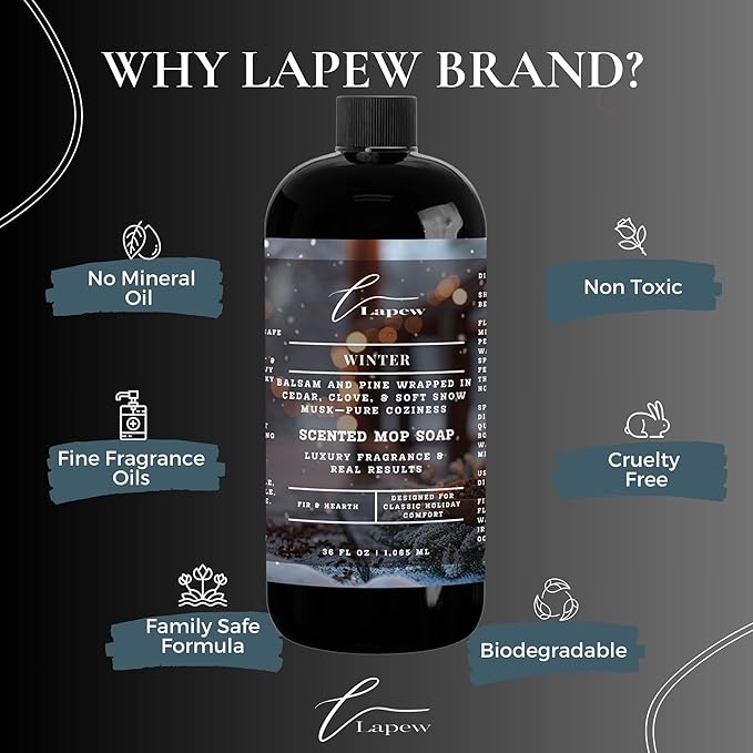 Lapew Winter Scented Mop Soap Concentrate 36 oz | Premium Fragranced Floor Cleaner | Streak-Free | Hard Floor Cleaning Solution | Eco Friendly | Made in USA