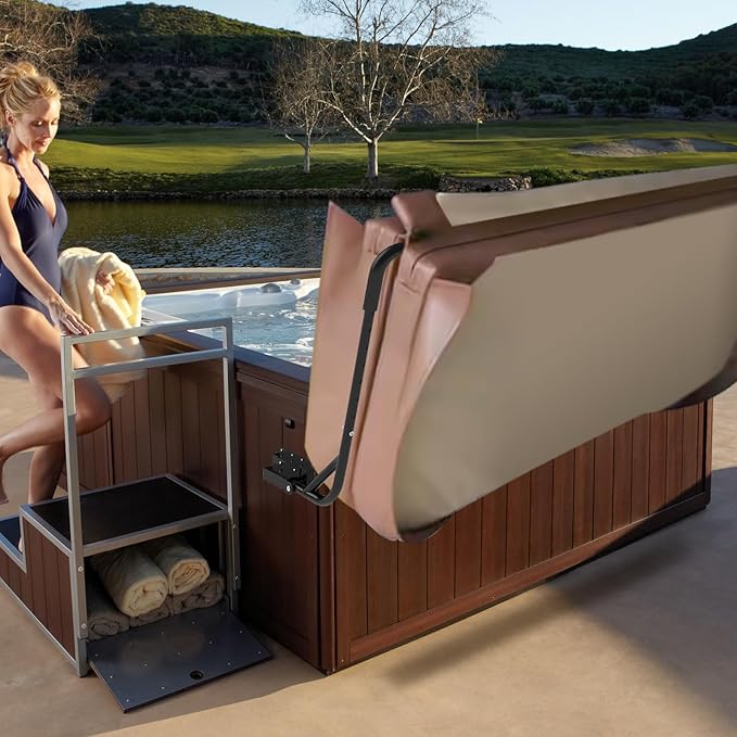 Spa Cover Lifts, Hot Tub Cover Lift &Pivot Top Mount Spa Removal System Reinforced Bracket, Hot Tub Cover Lifter fits Most Hot Tub Sizes Spa Cover Lift