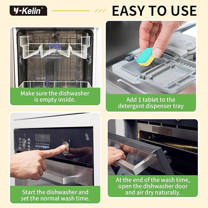 Dishwasher Cleaner and Deodorizer Tablets 24 Pack - 1 Year Supply Deeply Removes Dirt With Odor Eliminating, Dishwasher Cleaner Tablets Naturally Removes Scale Andblockage From Pipes