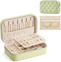 Lolalet Travel Jewelry Case for Women Girls, Travel Jewelry Organizer with Clear Storage Bag Small Portable Jewelry Box for Necklace Bracelet Earring Ring Valentines Bridesmaid Gifts -Medium/Green