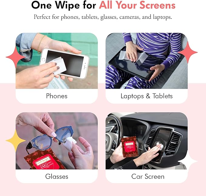 Well-Kept Tech & Lens Wipes - Eyeglass, Screen & Phone Cleaning, Multi-Surface, Lint-Free, Pre Moistened, Streak-Free & Non Scratching - Texas Hold Em, 12 Pack (180 Count)