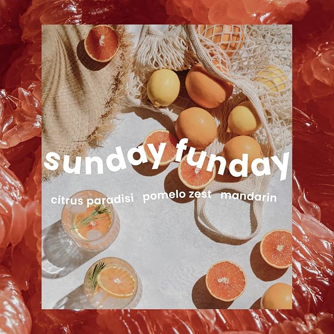 Moodcast Sunday Funday Scented Candle - Aesthetic Candle for Home, Citrus, Pomelo Zest & Mandarin, Clean Coco Wax Blend, Vegan, Paraben Free, 45-Hour Long Lasting Burn - 8oz