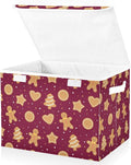 Christmas Baskets Collapsible Storage Bins with Lids, Christmas Gingerbread Cookies Storage Boxes Clothes Baskets for Organizing
