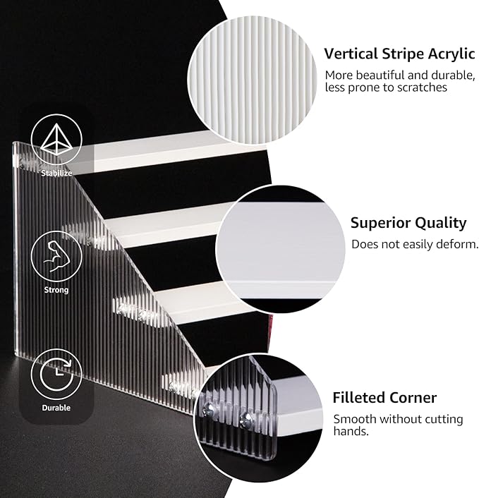 nianfeng Tiered Spice Rack, 4-Tier Spice Pantry Kitchen Cabinet Organizer, 12-Inch, Natural Wood Acrylic Stair Riser Stand, Countertop Seasoning Shelf (White)