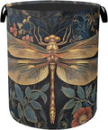 Retro Dragonfly Foldable Laundry Hamper - Waterproof Fabric Storage Basket with Handles, Clothes Hampers for Laundry,Bedroom,Dorm