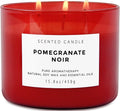 Large 3 Wick Scented Candle 15.8oz | Pomegranate Noir Sweet Fruity Vanilla Candle | Ruby Red Jar Candle | Aromatherapy Stress Relief | Luxury Gift for Women & Men