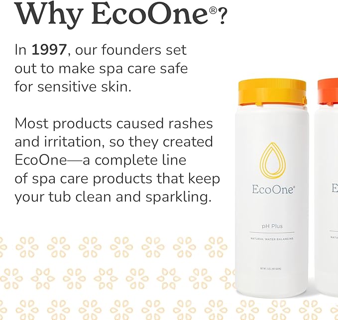 pH Plus by EcoOne | Natural Water pH Increaser for Hot Tub Application | Chlorine-Free, Phosphate-Free Hot Tub pH Increaser | Increases Alkalinity & Neutralizes pH to Prevent Scale & Buildup, 2 Lbs