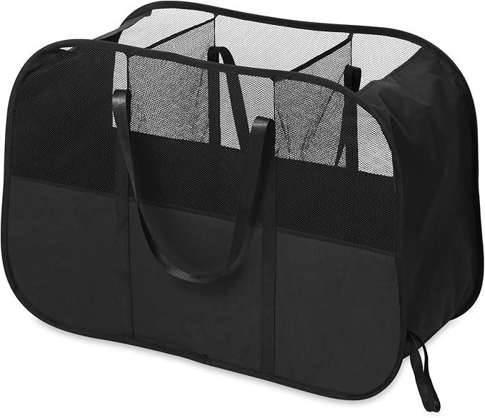 Collapsible Laundry Baskets with 3 Compartment, 150L Tear-proof Pop Up Hamper, Foldable Laundry Basket with Tote Handles, Dirty Clothes Hamper for Laundry, Bedroom, Bathroom, Dorm Black