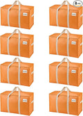 VENO 8 Pack Moving Bags, Heavy Duty, Moving Boxes Alternative, Packing Storage Supplies, Dorm Room Essentials with Zipper for Clothes, Extra Large Packaging Totes (Seasonal Autumn Orange, 8 Pack)