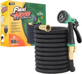 Flexi Hose Expandable Garden Hose with 8 Function Nozzle, 50FT - Lightweight Retractable Garden Hose, Water Hose - No-Kink Flexibility, 3/4 Inch Solid Brass Fittings and Double Latex Core
