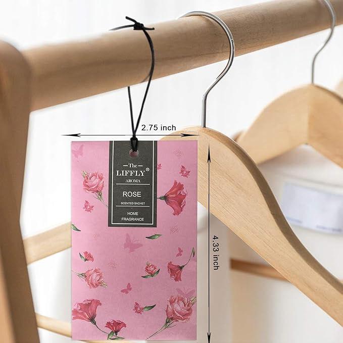 LIFFLY 14 Packs Rose Scented Sachets for Drawers and Closets