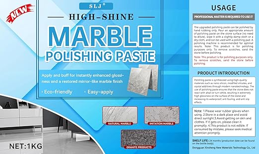 Granite Polishing Paste, Marble Cleaner Countertop, Stone Etch Remover - Professional Polish Compound for Granite, Marble, Quartz & Natural Stone | New Polishing Upgrade, Easier to Use (1 kg)