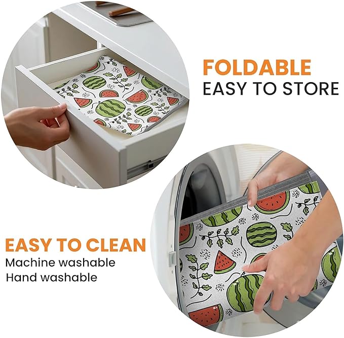 Dish Drying Mat For Kitchen Counter, Cute Watermelon Microfiber Absorbent Dish Drainer Rack Pad Reusable Large 18x24in Drying Mat