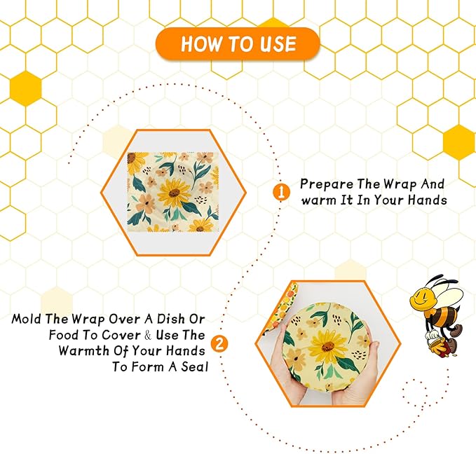 Beeswax Wrap, 9 Pack Eco-Friendly Beeswax Wraps for Food Storage, Organic, Sustainable, Beeswax Food Wraps, Zero Waste Reusable Food Wrap Beeswax Paper 1L, 3M, 5S Plants Pattern Sandwich Wrappers
