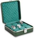 Bey-Berk Personalized Prague Aluminum 9-Slot Watch Case (Hunter Green), Locking Travel Metal Watch Box with Quilted Interior, 9.75" x 3" x 10.25"