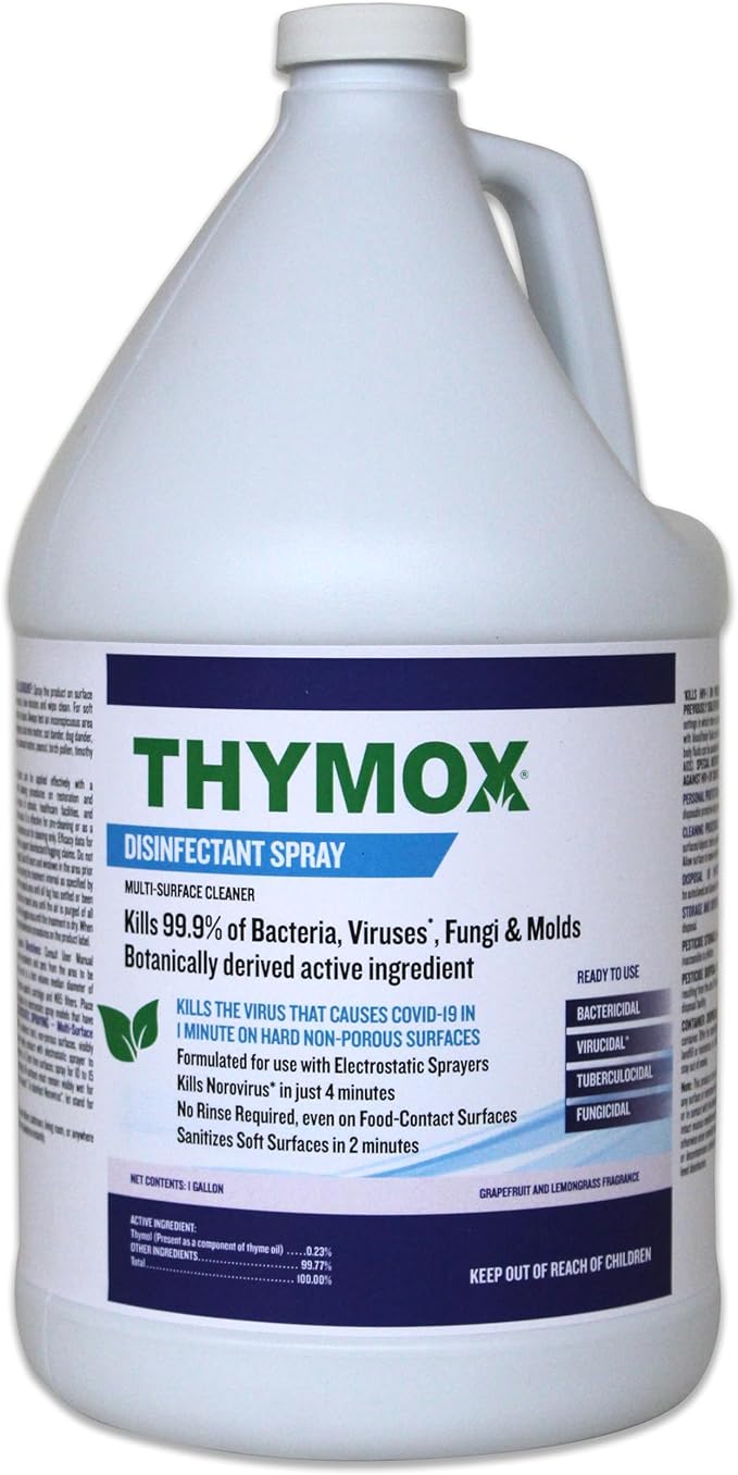Thymox 1 Gallon Botanical Disinfectant - All Natural Cleaner Mold Remover, Multipurpose Cleaner, Mold Killer - Ideal for Restoration Jobs and Water Damage, Pet Friendly Natural Disinfectant