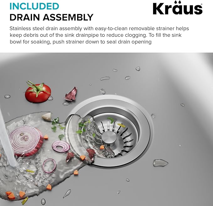 Kraus 19 3/4 Inch Stainless Steel Kitchen Sink, Durable 18 Gauge Single Bowl Kitchen Sinks Undermount, KBU11