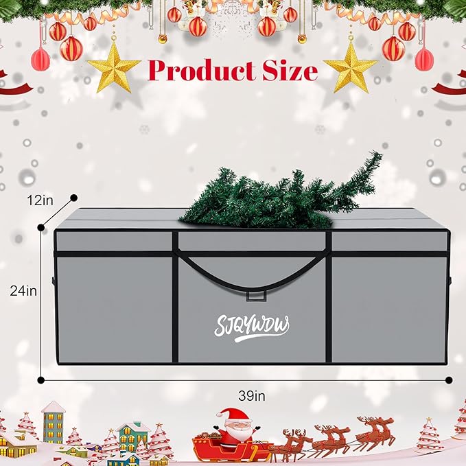 Small Christmas Tree Storage Bag 4Ft/5Ft Heavy Duty Reusable 600D Oxford Fabric Moistureproof Dustproof Christmas Tree Bag for Short Artificial Tree(39" X 12" X 24", Gray)