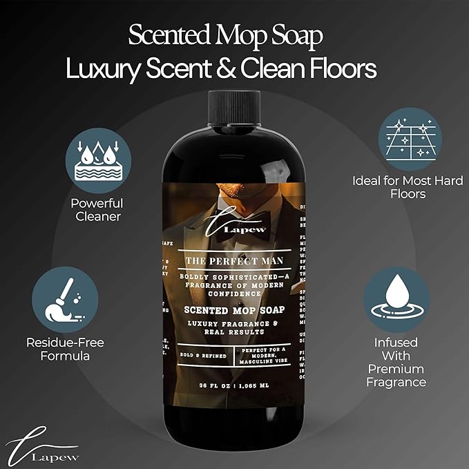 Lapew The Perfect Man Scented Mop Soap Concentrate 36 oz | Premium Fragranced Floor Cleaner | Streak-Free | Hard Floor Cleaning Solution | Eco Friendly | Made in USA