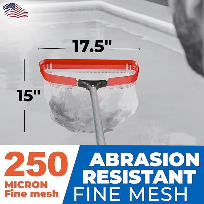 ProTuff 17” Silt Net Pool Skimmers for PROS – 6 Pack – “490 Promise” Unlimited, Unconditional Replacement -- Ultra-Durable Ultra-Fine Net for Silt – Heavy-Duty Aluminum Frame & EZ-Clip Pole Attachment