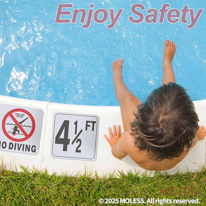 4½FT Pool Depth Marker Stickers – 6x6″ Anti-Slip Vinyl Tile Stickers for Swimming Pool Safety Signs, Adhesive Pool Depth Markers for Decks, 4½ FT (1 Pack)