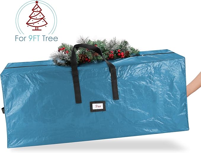 Hearth & Harbor Christmas Tree Storage Bag - Artificial Christmas Tree Bag with Reinforced Handles, Dual Zipper, Wide Opening - Storage Container for Trees and Decorations, 2 Piece set - 7.5 + 9 FT