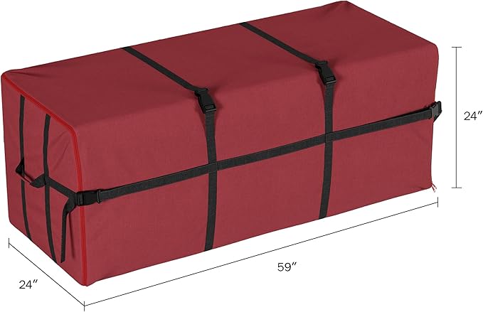 Elf Stor Heavy Duty Canvas Christmas Tree Storage Bag with Straps, fits up to 9 ft Tree, Red