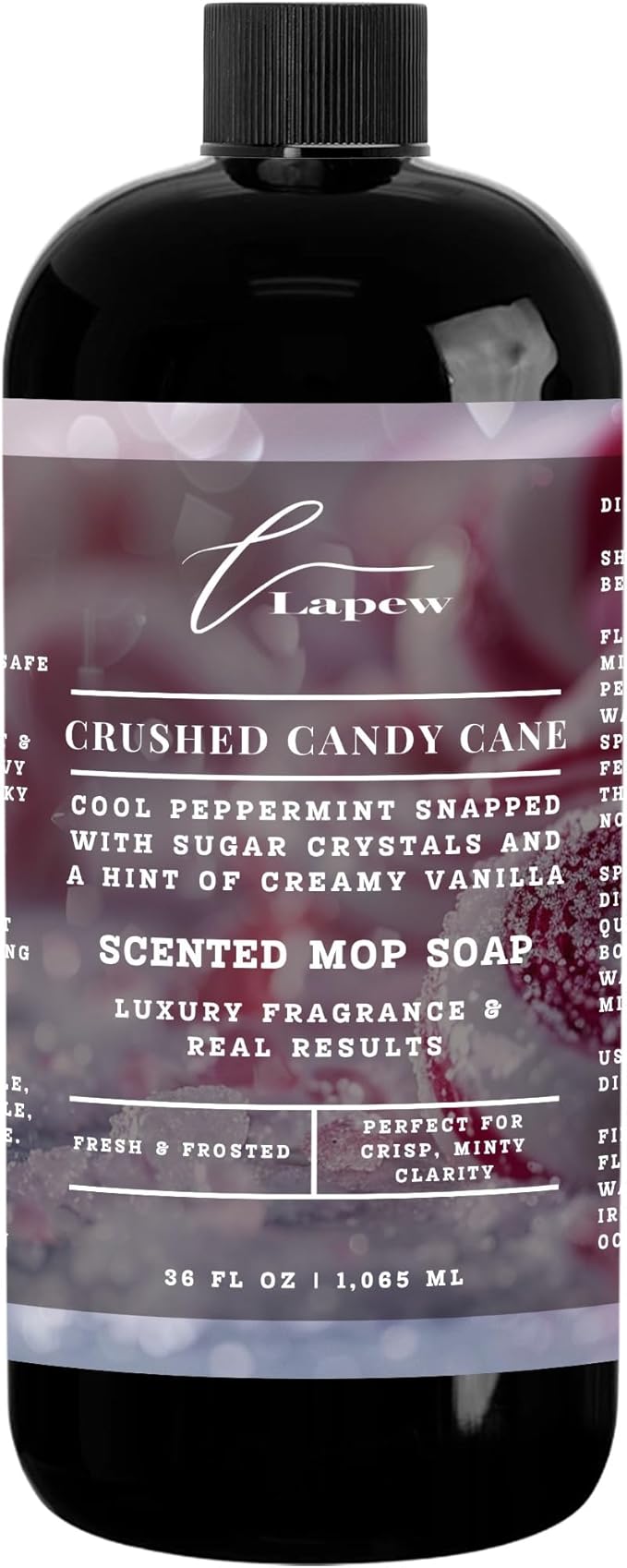 Lapew Crushed Candy Cane Scented Mop Soap Concentrate 36 oz | Premium Fragranced Floor Cleaner | Streak-Free | Hard Floor Cleaning Solution | Eco Friendly | Made in USA
