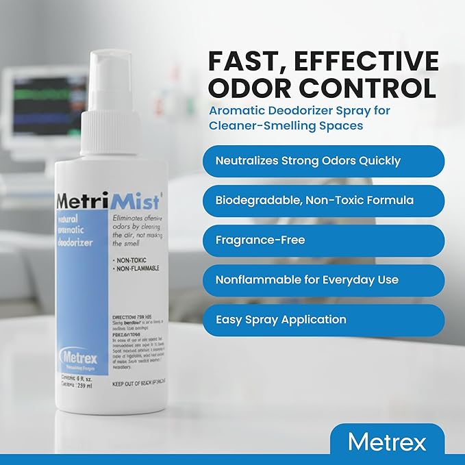 Metrex MetriMist Natural Aromatic Deodorizer Spray, 8 oz Bottle – Non-Toxic, Environmentally Friendly Odor Eliminator Spray & Room Deodorizer for Healthcare & Facility Use (Pack of 1)