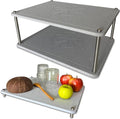 GRUZAM 2 Pcs Stone Dish Drying Mat, 2 Tier Dish Drying Stone for Kitchen Counter with Absorbent Dish Drying Mat, Stone Dish Drying Rack, Flexible Stone drying rack (Sandstone, 15.6" x 11.7" x 6.7")