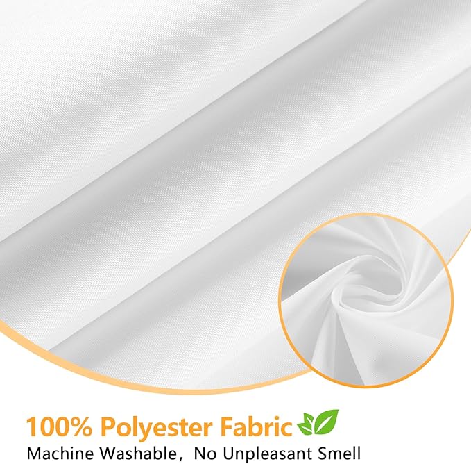Waterproof Fabric Small Shower Curtain with 3 Weighted Magnets, 60 x 60 inch White Cloth Shower Liner Washable for Walk in Tub, RV Shower Curtains for Camper