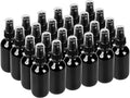 BILLIONSTARS 24 Pack 2oz Glass Boston Round Bottle with Fine Mist Sprayer - UV Black - Essential Oils, Bath, Beauty, Hair & Cleaning - Leakproof Travel Bottles