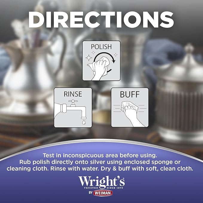 Wright's Silver Cleaner and Polish - 7 Ounce (2 Pack) Ammonia-Free - Use on Silver, Jewelry, Antique Silver