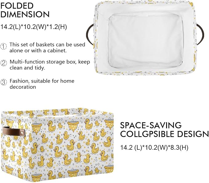 ALAZA Yellow Duck Stylish Foldable Storage Box Storage Basket Organizer Bins with Handles for Shelf Closet Living Room Bedroom Home Office 1 Pack