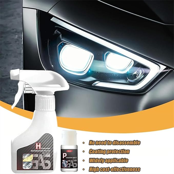 TIEDXIOY Car Headlight Restoration Polishing Kits Headlamp Repair Kits Car Light Polisher Cleaning Kits Ceramic Coating Spray Shiny Stuff Headlight Cleaner-6.3Fl.Oz