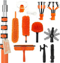 20FT Light Bulb Changer for High Ceilings with 5-12FT Heavy Duty Extension Pole,High Ceiling Ceiling Fan Cleaner Duster Kit for Home & House High Window, Interior Roof Window Cleaning Orange