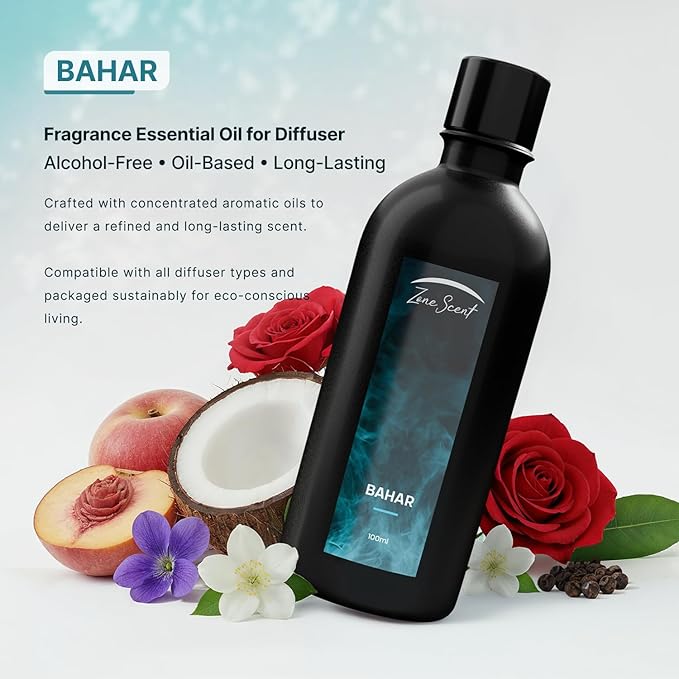 Bahar Essential Oil for Diffusers - Premium Aromatherapy Oil Set for Home and Hotel, Scented Diffuser Oils Scents, Eco-Friendly and Safe for Family and Pets, Pura Diffuser Refills 100ml