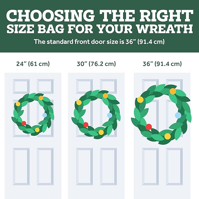 ZOBER Christmas Wreath Storage Container 30 Inch - Wreath Bag for Artificial Wreaths Box - Dual Zippered Wreaths Storage Bag with Strong Durable Handles - Red