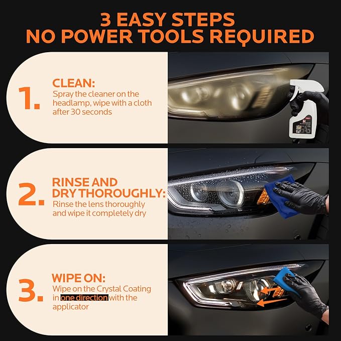 FAVIRZCE Car Headlight Restoration Kit: Cleaner Restore Headlamp Clear from Yellowing & Oxidation in Minutes Waterproof Gloss Finish - Restoration Fluid Kit for Automotive Trucks RVs Motorcycles