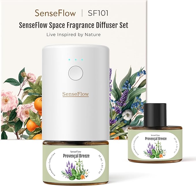 SF101 Pro Plug In Air Freshener, Waterless Essential Oil Diffuser, Non-Toxic Aroma Diffuser, Adjustable 120-Day Natural Scent Mist, Covers 1000 Sq Ft- Free 30ml Provençal Breeze
