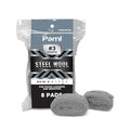 PAMI Pack of 8 Non-Scratch #3 Coarse Steel Wool Pads, Steel Wool Scrubbers, Metal Sponges for Tough Kitchen and Bathroom Cleaning