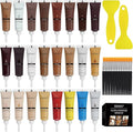SEISSO Wood Furniture Repair Kit, 24 Colors Wood Fillters with Brushes Plastic Scraper Any Color for Stains, Scratches, Tables, Desks, Wooden Floors, Carpenters(Set of 50)
