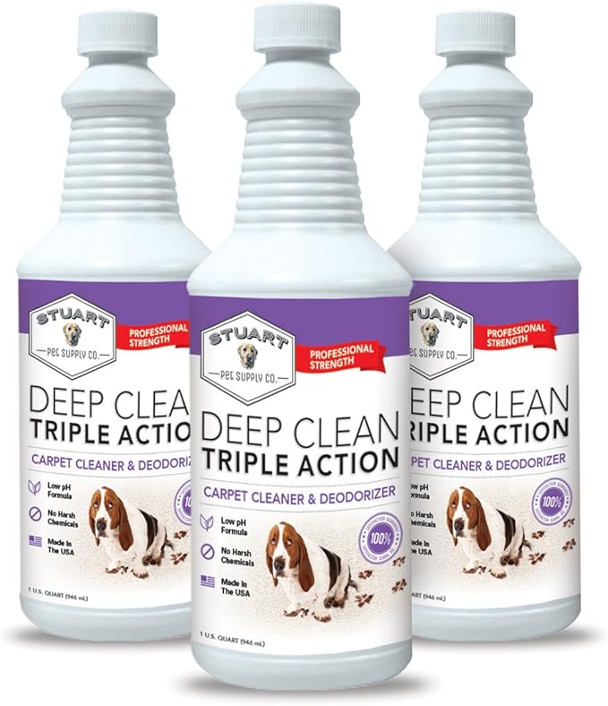 Stuart Pet Supply Co. Professional Strength Deep Clean (Gal.) 3X Carpet Cleaner Solution & Deodorizer, Concentrated Encapsulating Carpet Shampoo, Pet Odor & Dirty Carpet Cleaning Solution 128 fl oz.