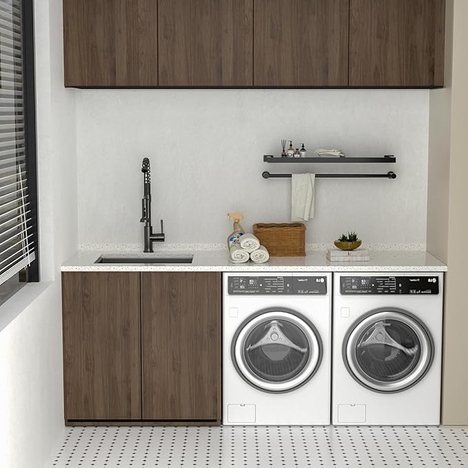 Lordear 23 Black Laundry Sink Stainless Steel - 23" x 18" x 12" Undermount Sink Single Bowl 16 Gauge Stainless Steel Deep Laundry Room Utility Sinks Handmade Under Counter Kitchen Basin,Gunmetal Black