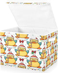 Christmas Duck Cute Pattern Storage Bins with Lids Foldable Storage Basket with Handles Collapsible Large Fabric Organizer Containers for Clothes Shelves Closet Office Home