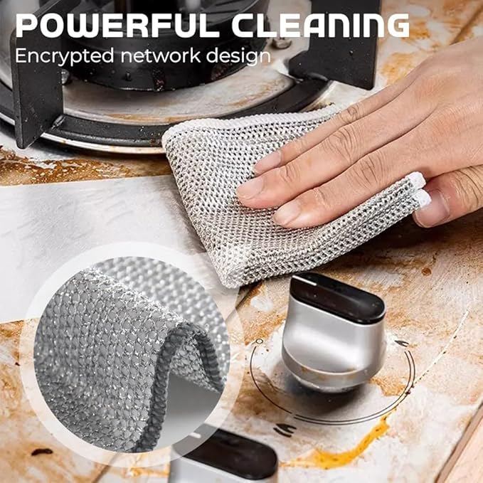 DSACL Multipurpose Wire Dishwashing Rags for Wet and Dry, 2025 Upgrade Non Scratch Metal Wire Dishcloth, Reusable Premium Metal Scrubbing Pads Sponge Clean for Home Kitchen Stove Tops (20Pcs)