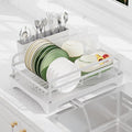 HOMEBOSILY Dish Drying Rack for Kitchen Counter - Large Capacity Dish Drying Rack with Drainboard, Kitchen Sink Dish Rack, Countertop Dish Drainer Rack with Cutlery Holders Dish Dryer Rack White