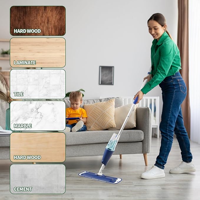 AmaVins 6 Pack Microfiber Cleaning Pads for Bona Mop, Reusable Microfiber Mop Pads for 18 Inch Mop, Hardwood Floor Replacement Cleaning Mop Pads, Machine Washes