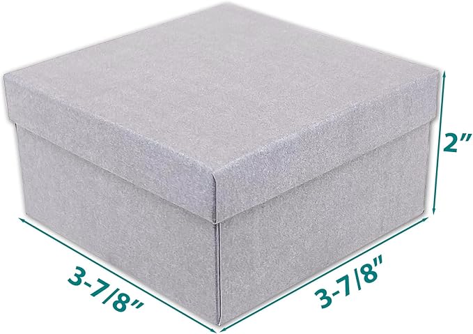TheDisplayGuys - 100-Pack #34 Cotton Filled Cardboard Paper Jewelry Boxes Gift Case - Pearl Gray (3.9" x 3.9" x 2.0") - for Shipping or Storage
