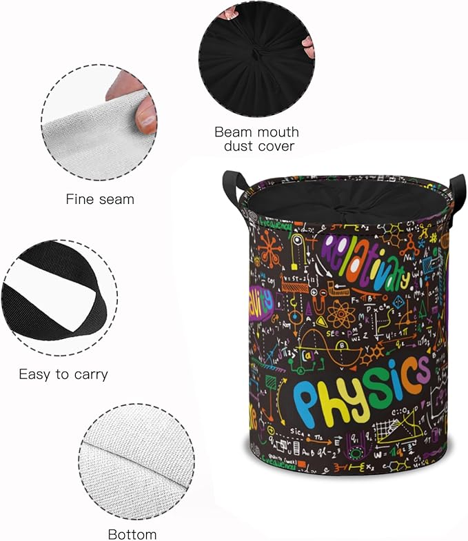 Storage Baskets- Black Formula Pattern Foldable Laundry Hamper Fabric Organizer Storage Bins with Handles for Shelves, Closet, Nursery, Laundry, Toys
